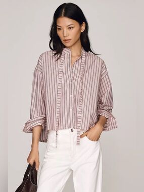 AG26 Maeve 100% Cotton Tie-Neck Buttondown Shirt